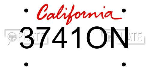 3741ON California License Plate
