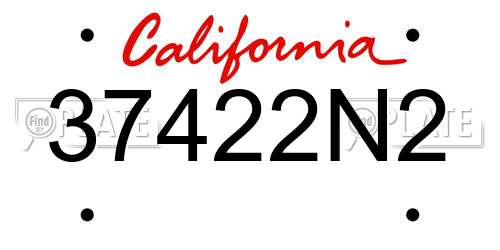 37422N2 California License Plate