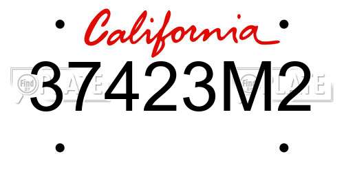 37423M2 California License Plate