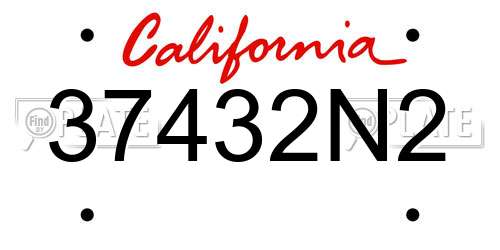 37432N2 California License Plate