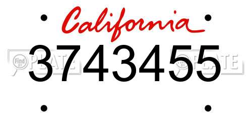 3743455 California License Plate