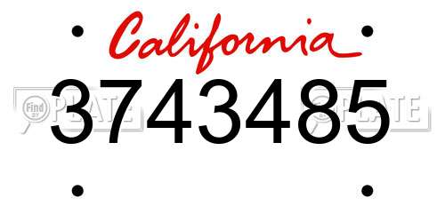 3743485 California License Plate