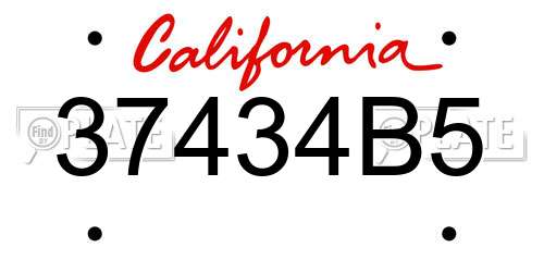 37434B5 California License Plate