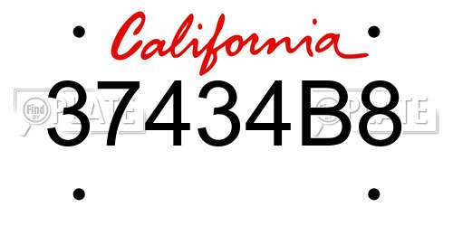 37434B8 California License Plate