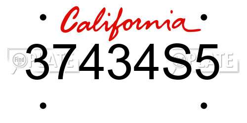 37434S5 California License Plate