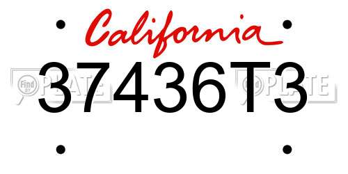 37436T3 California License Plate