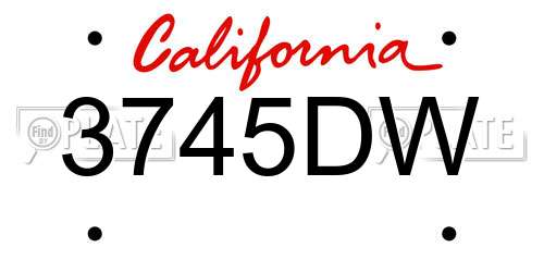 3745DW California License Plate