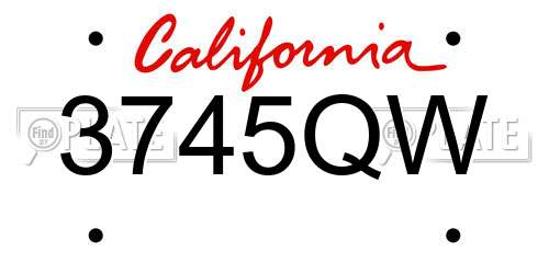 3745QW California License Plate