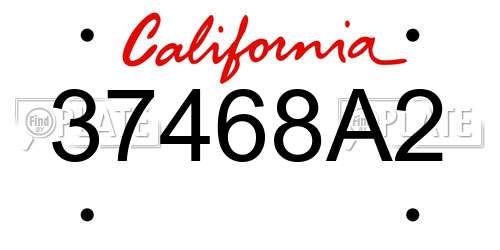 37468A2 California License Plate