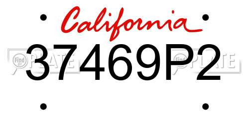 37469P2 California License Plate