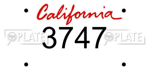3747 California License Plate