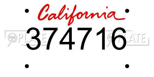 374716 California License Plate