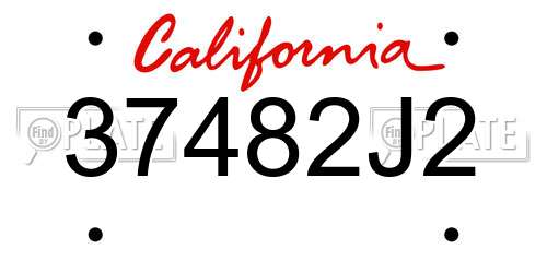 37482J2 California License Plate