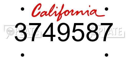 3749587 California License Plate