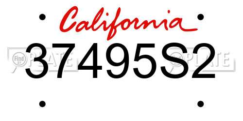 37495S2 California License Plate