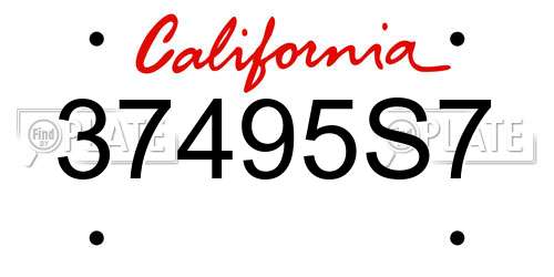 37495S7 California License Plate