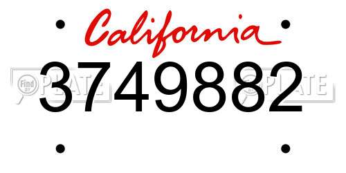 3749882 California License Plate