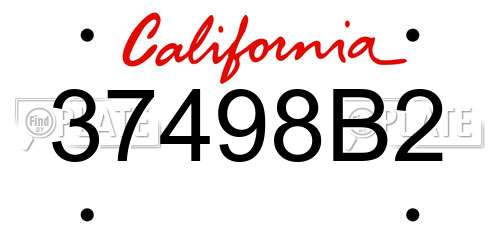 37498B2 California License Plate
