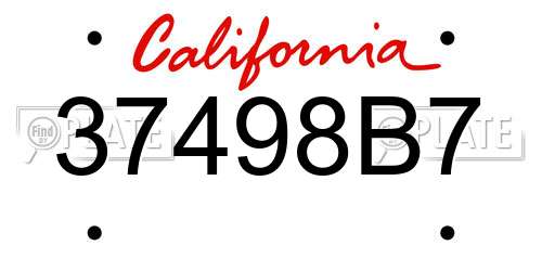 37498B7 California License Plate
