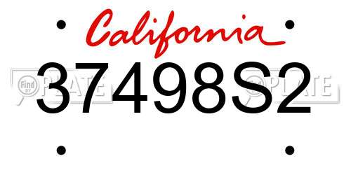 37498S2 California License Plate