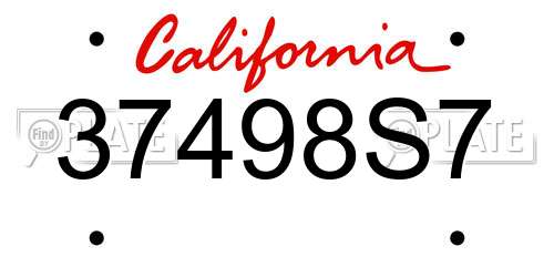 37498S7 California License Plate