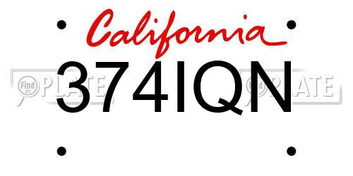 374IQN California License Plate