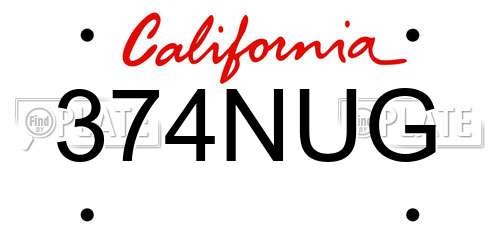374NUG California License Plate