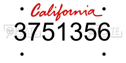 3751356 California License Plate
