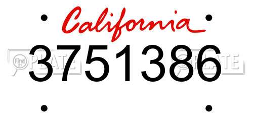 3751386 California License Plate