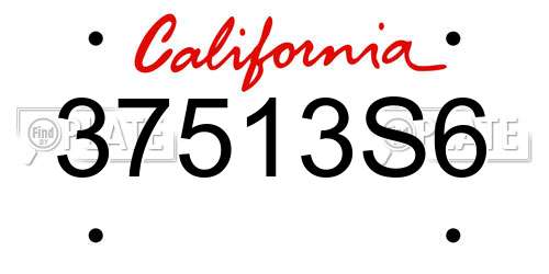 37513S6 California License Plate