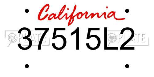 37515L2 California License Plate