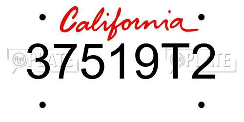 37519T2 California License Plate