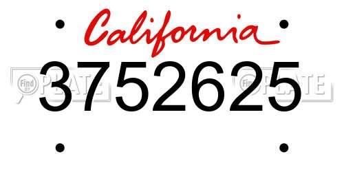 3752625 California License Plate