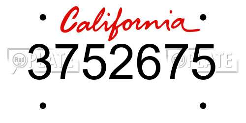 3752675 California License Plate
