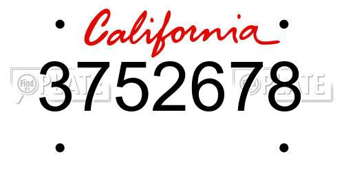 3752678 California License Plate
