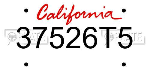 37526T5 California License Plate