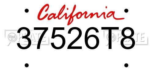 37526T8 California License Plate