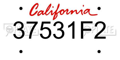 37531F2 California License Plate
