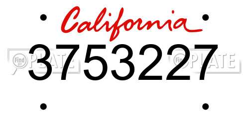 3753227 California License Plate