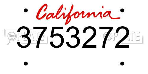 3753272 California License Plate