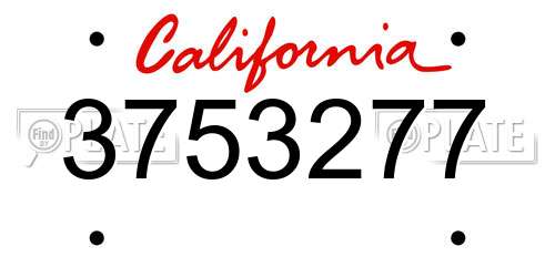 3753277 California License Plate