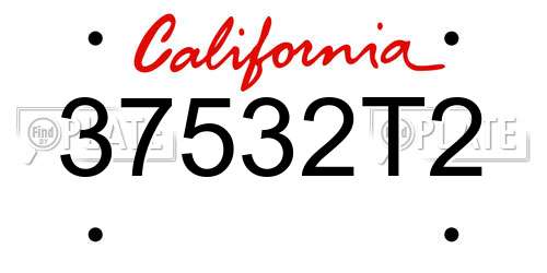 37532T2 California License Plate