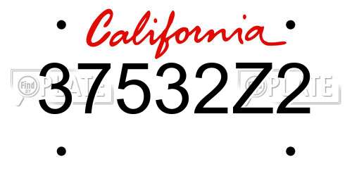 37532Z2 California License Plate