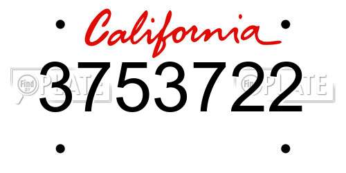 3753722 California License Plate