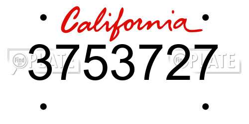 3753727 California License Plate