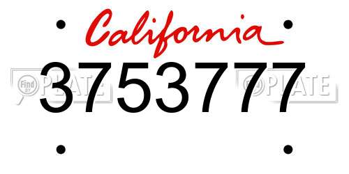 3753777 California License Plate