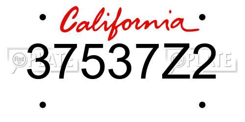 37537Z2 California License Plate