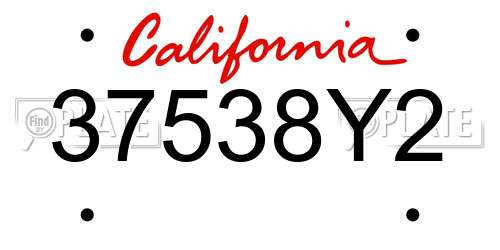 37538Y2 California License Plate