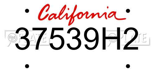 37539H2 California License Plate