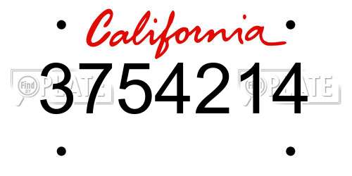3754214 California License Plate